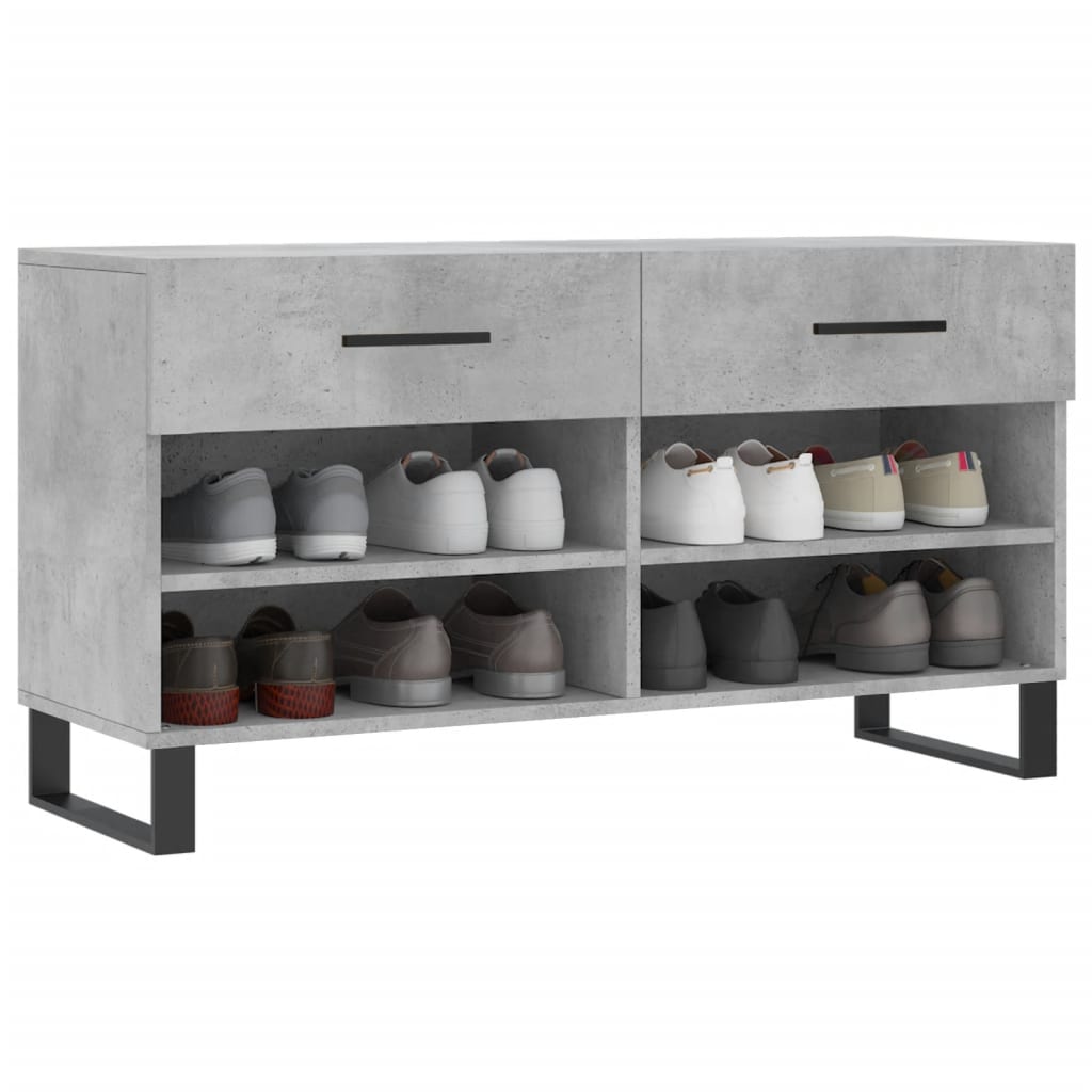 Klupa za cipele siva boja betona 102x35x55 cm konstruirano drvo