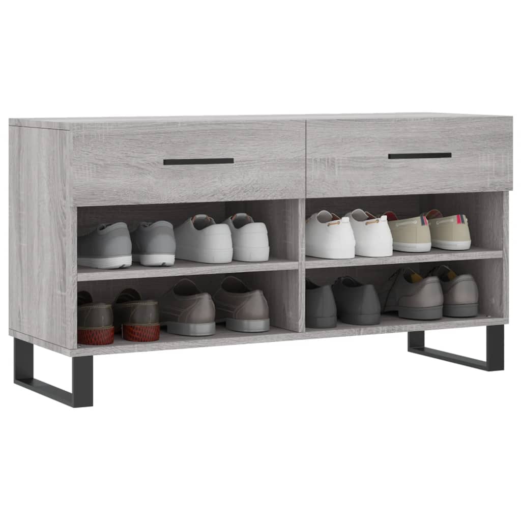 Klupa za cipele siva boja hrasta 102x35x55 cm konstruirano drvo