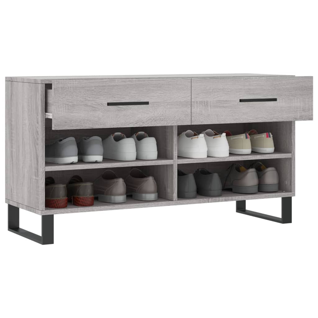 Klupa za cipele siva boja hrasta 102x35x55 cm konstruirano drvo