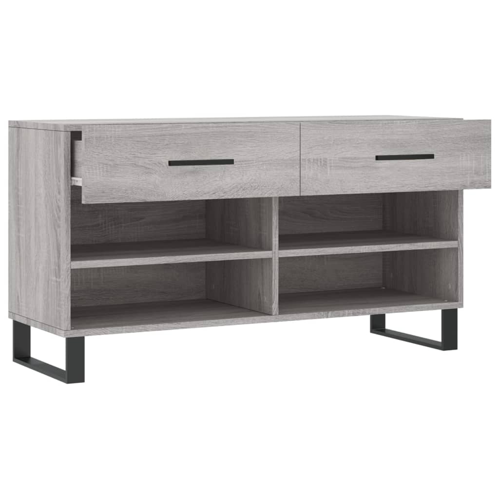 Klupa za cipele siva boja hrasta 102x35x55 cm konstruirano drvo
