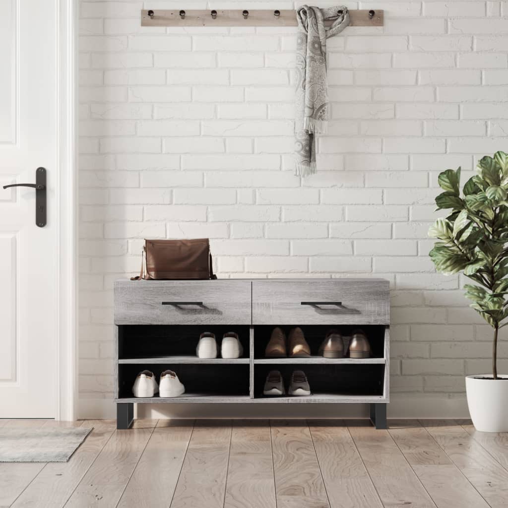 Klupa za cipele siva boja hrasta 102x35x55 cm konstruirano drvo