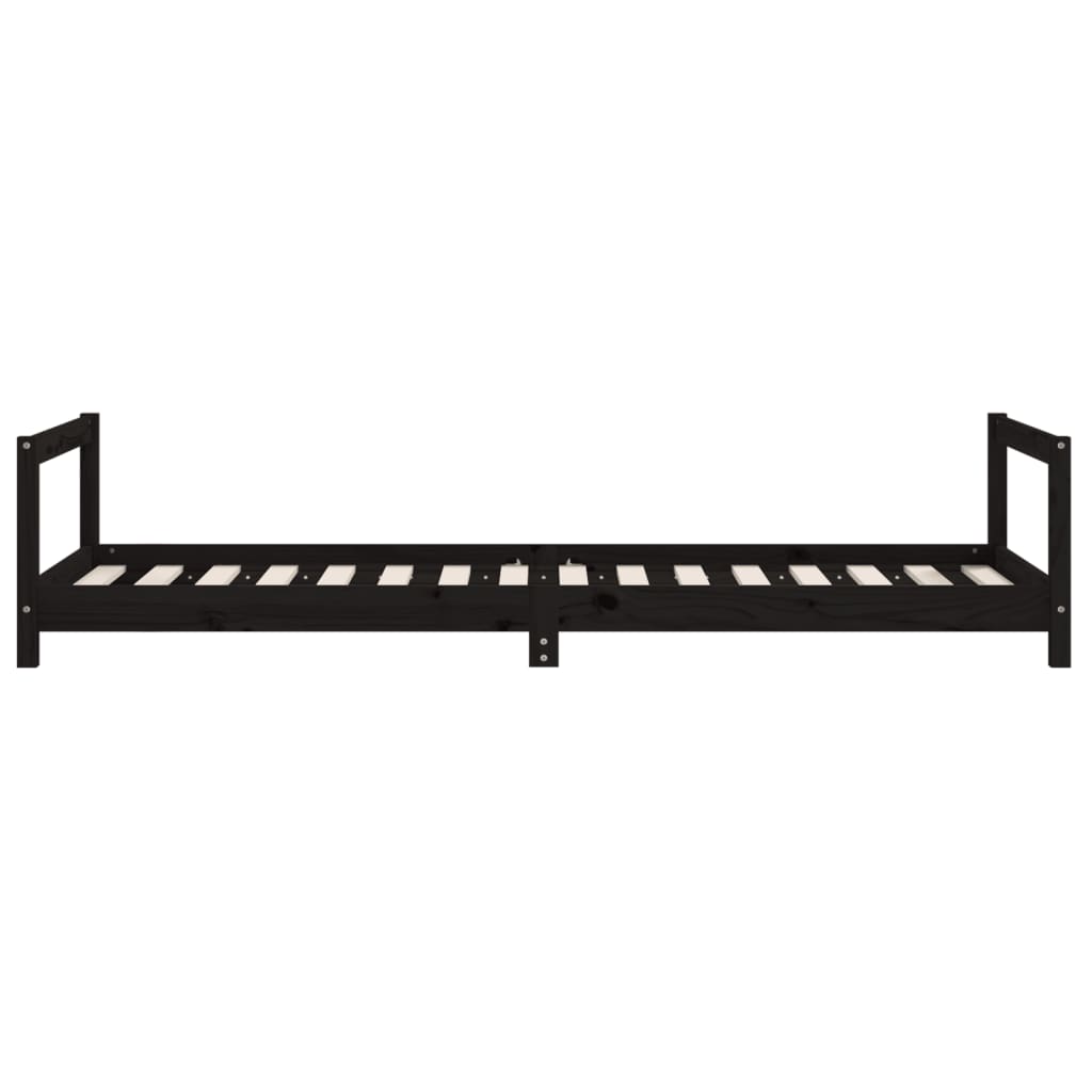 Okvir za dječji krevet crni 90 x 200 cm od masivne borovine