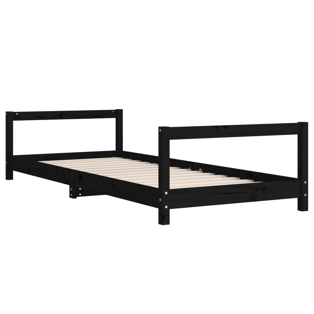 Okvir za dječji krevet crni 90 x 190 cm od masivne borovine
