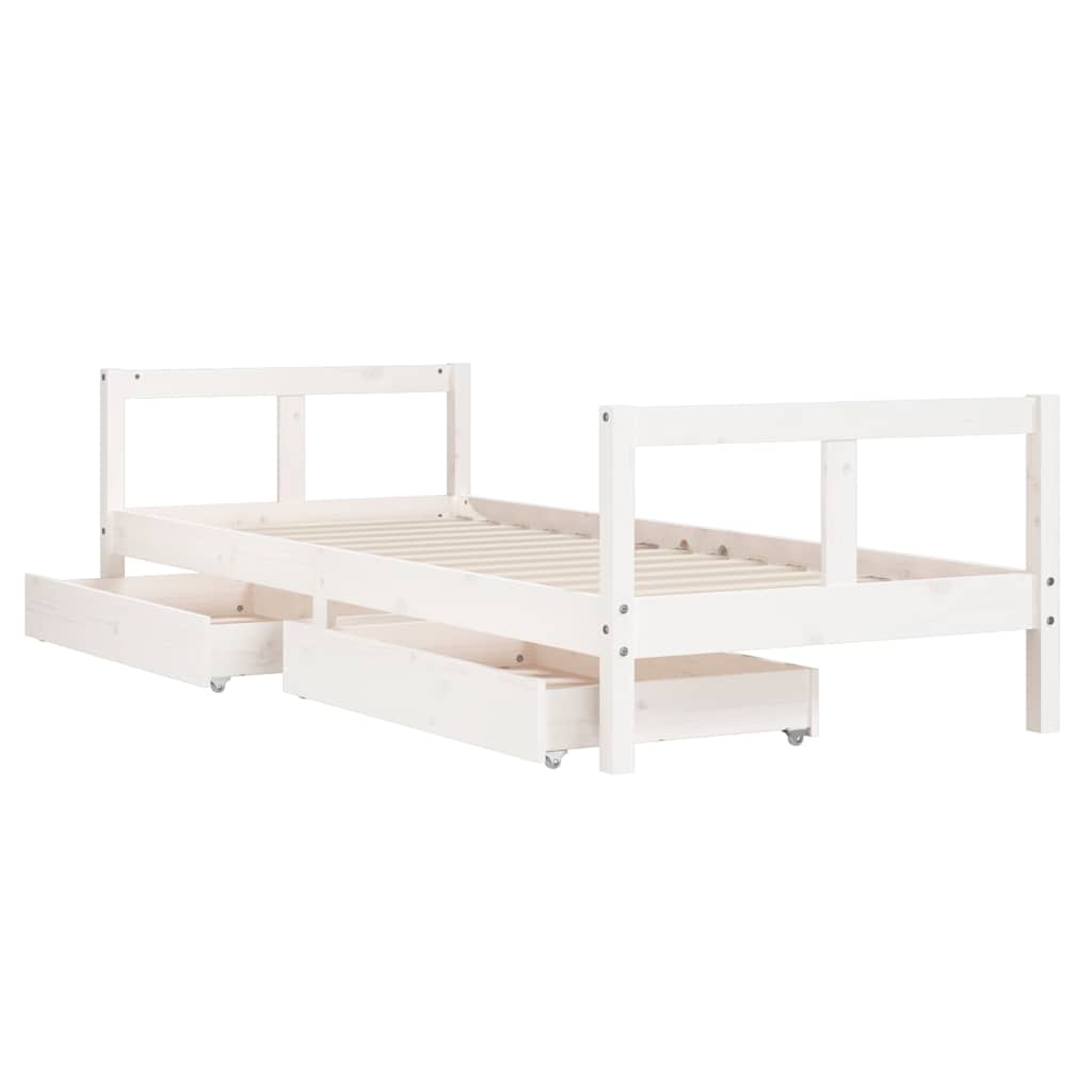 Okvir za dječji krevet s ladicama bijeli 80x200 cm od borovine