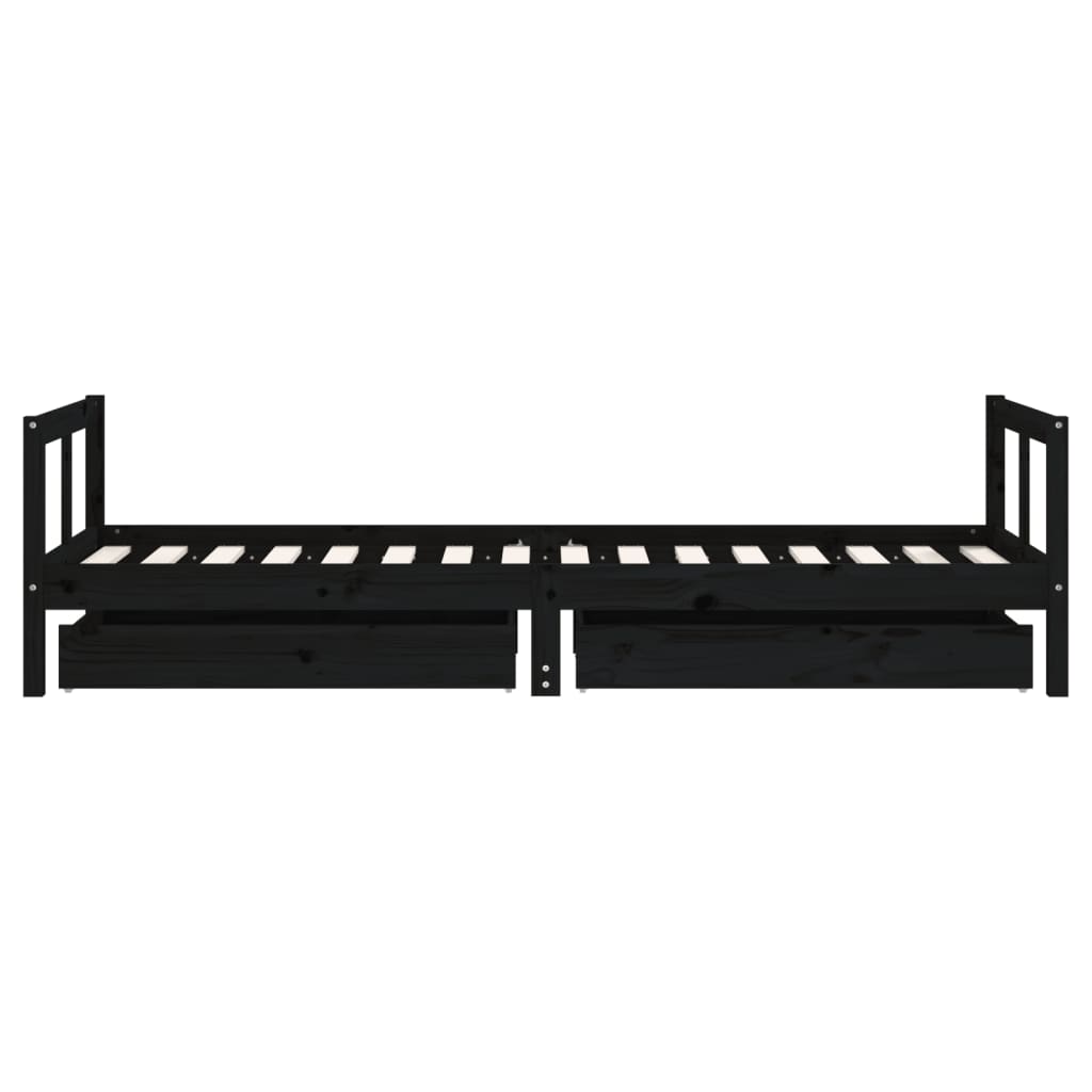 Okvir dječjeg kreveta s ladicama crni 80 x 200 cm od borovine