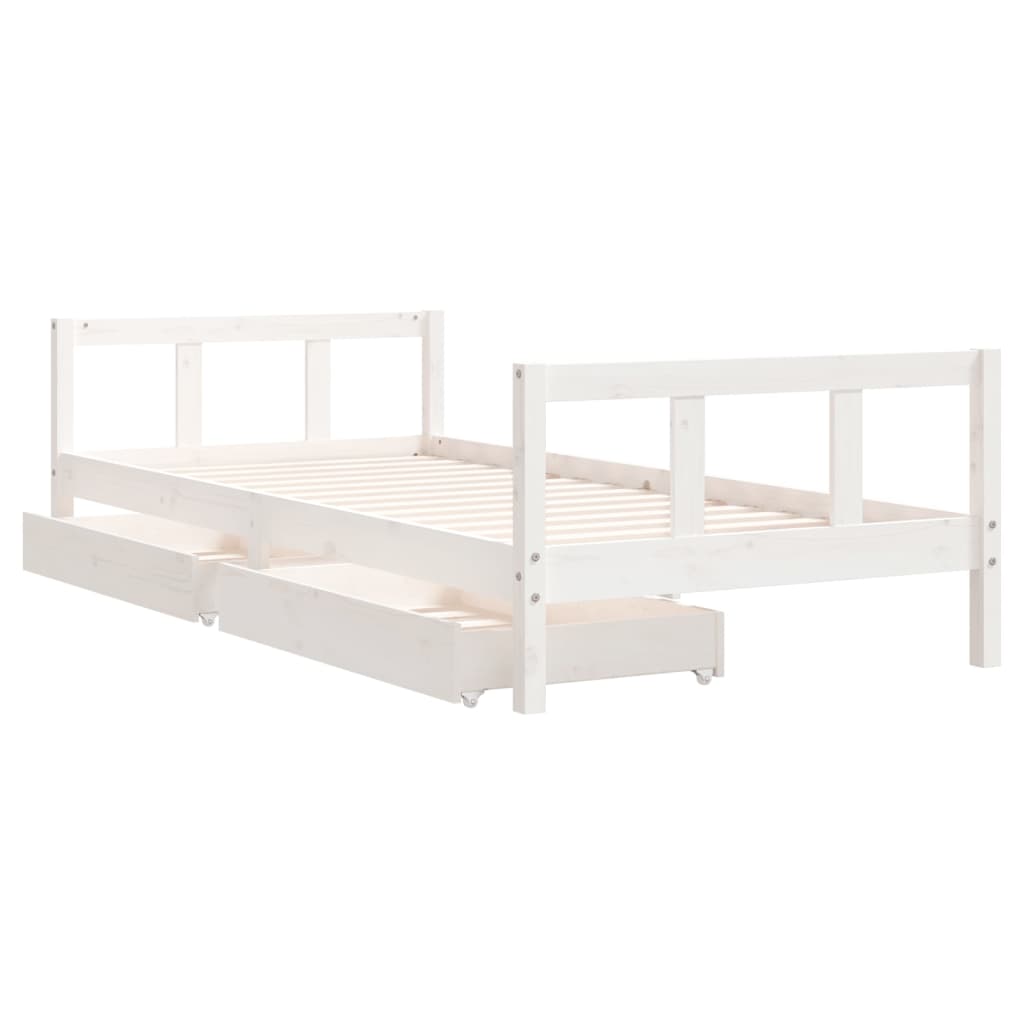 Okvir za dječji krevet s ladicama bijeli 90 x 200 cm borovina