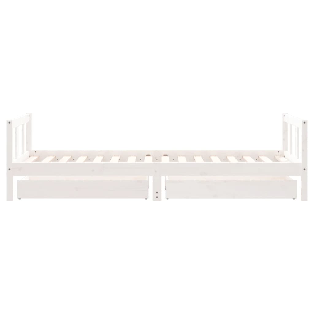 Okvir za dječji krevet s ladicama bijeli 90 x 200 cm borovina