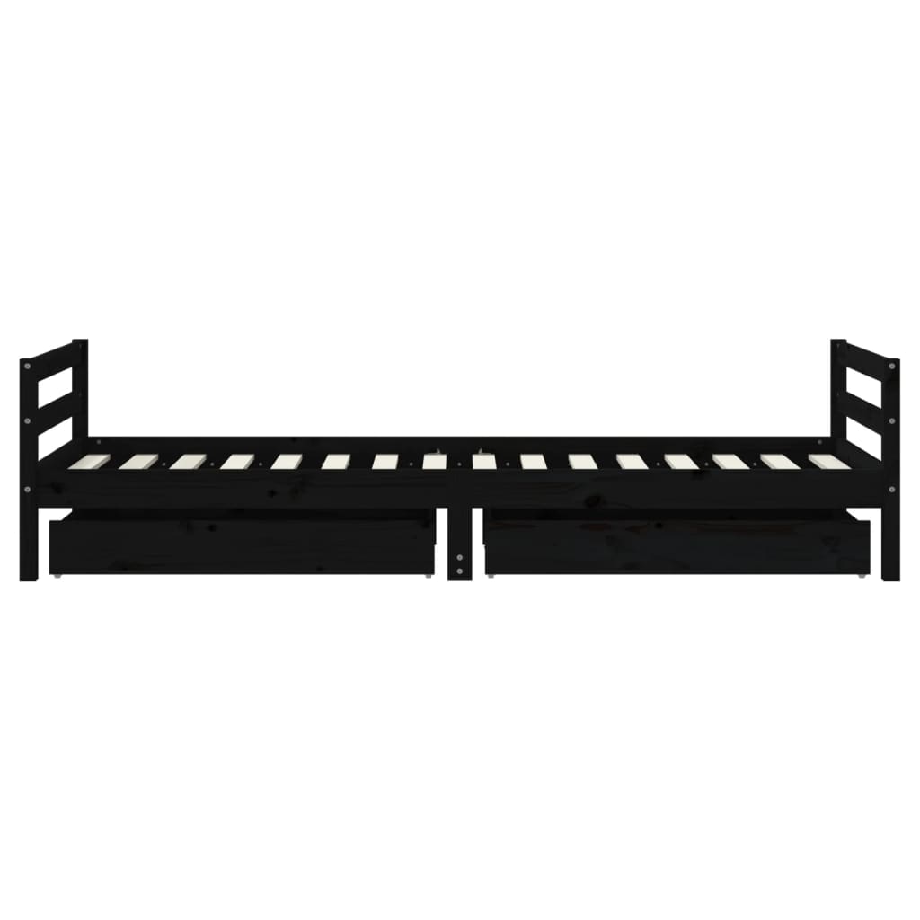 Okvir dječjeg kreveta s ladicama crni 80 x 200 cm od borovine