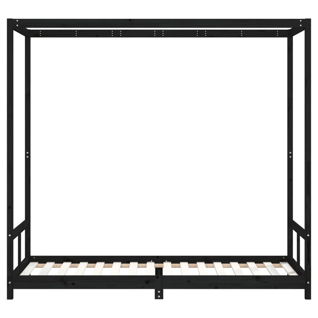 Okvir za dječji krevet crni 80 x 200 cm od masivne borovine