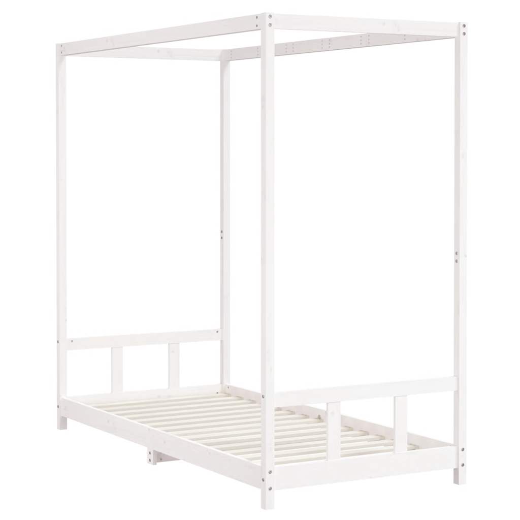 Okvir za dječji krevet bijeli 90 x 200 cm od masivne borovine