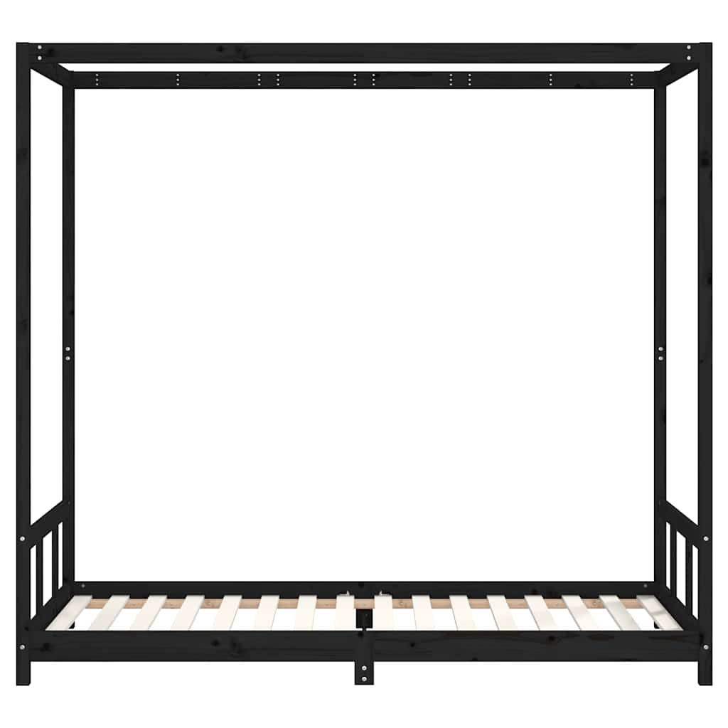 Okvir za dječji krevet crni 90 x 200 cm od masivne borovine