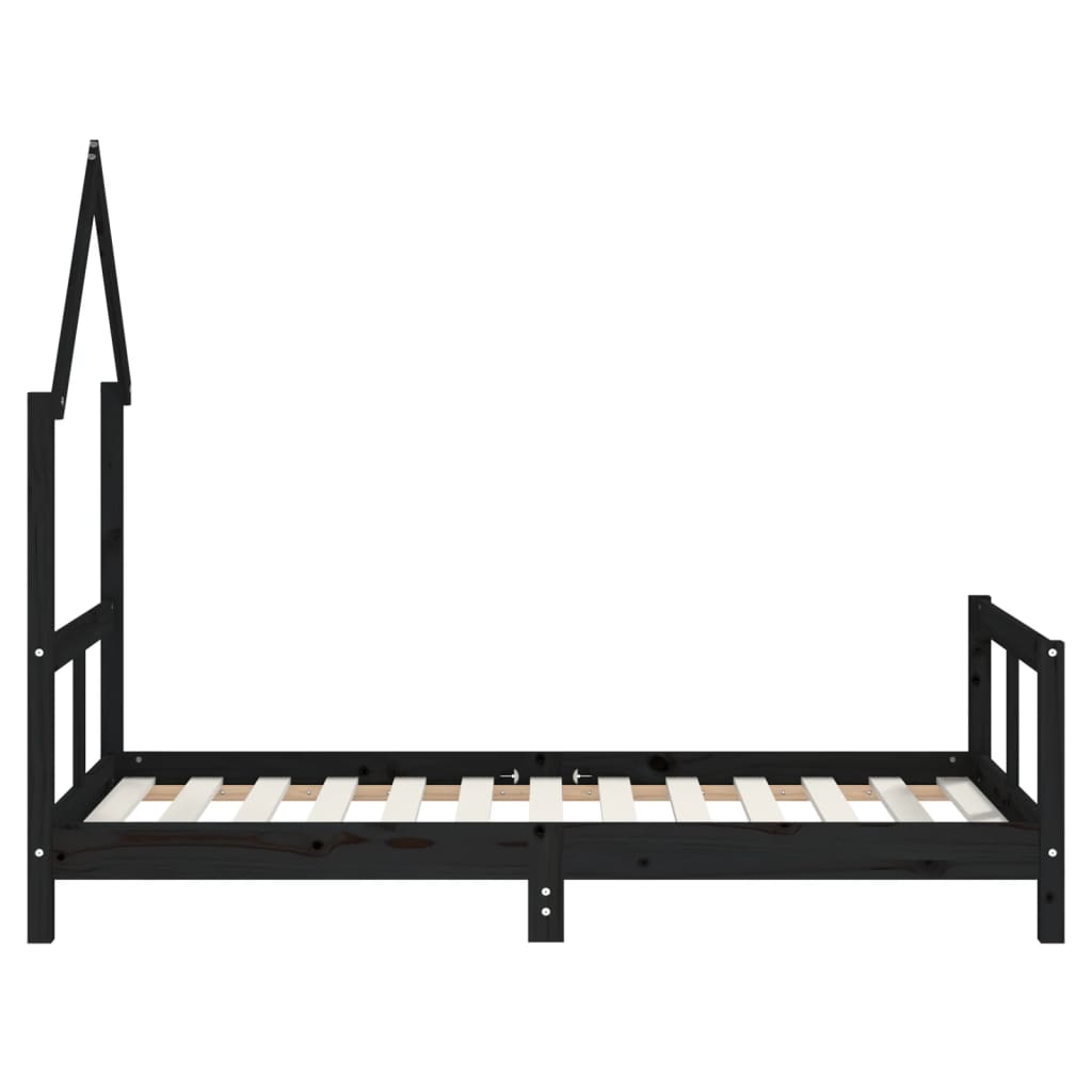 Okvir za dječji krevet crni 80 x 160 cm od masivne borovine