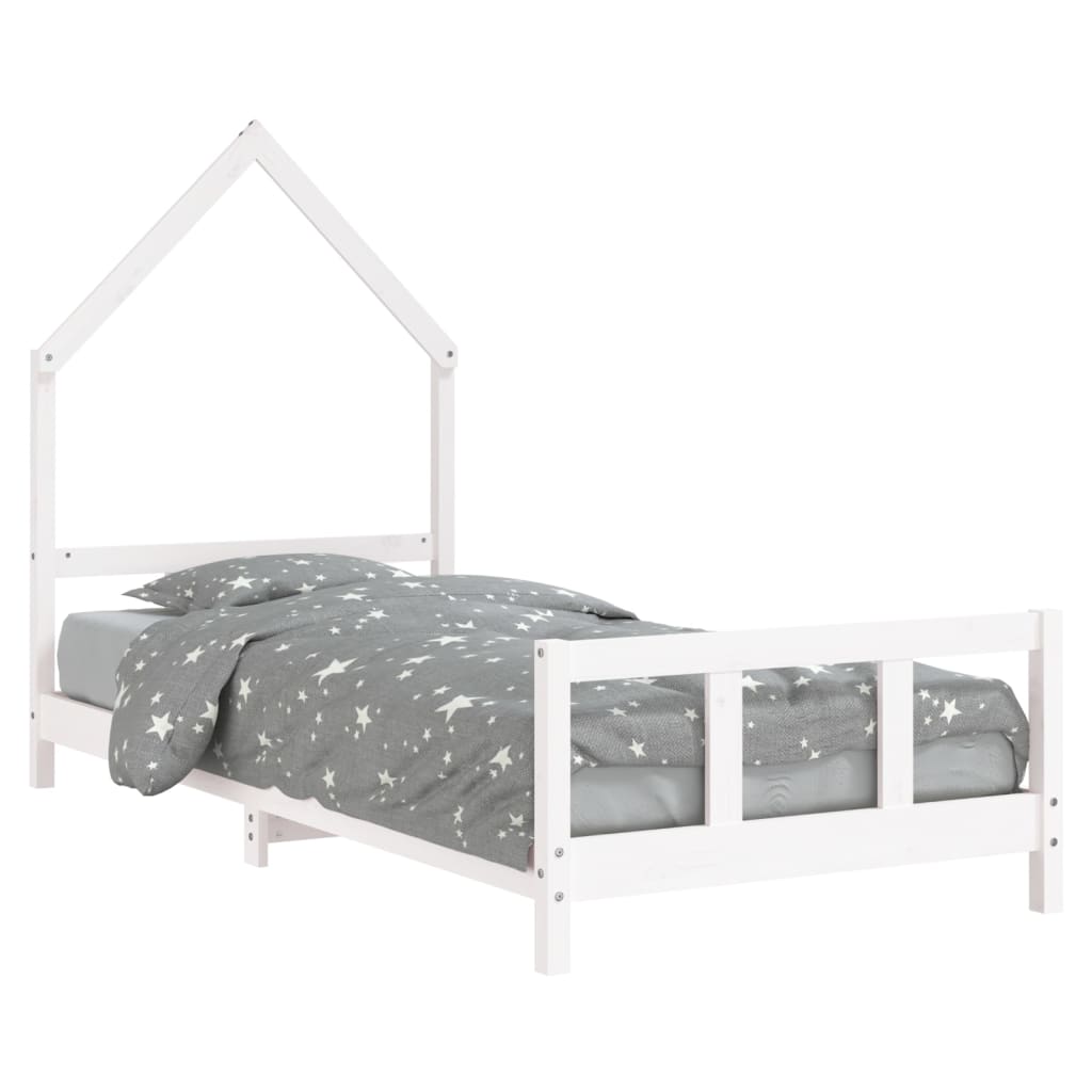 Okvir za dječji krevet bijeli 90 x 190 cm od masivne borovine