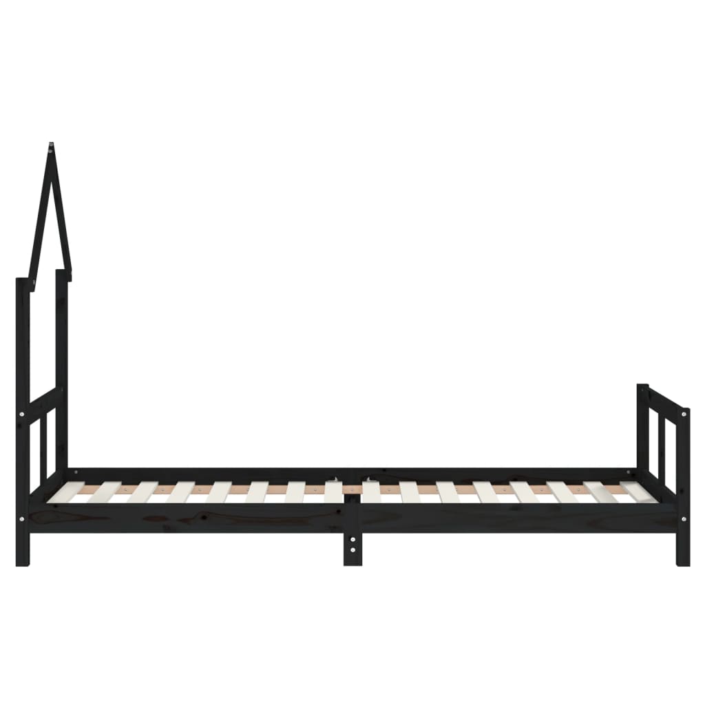 Okvir za dječji krevet crni 80 x 200 cm od masivne borovine