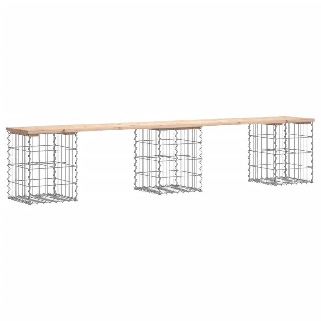 Vrtna klupa s gabionskim dizajnom 203x31x42 cm masivna borovina