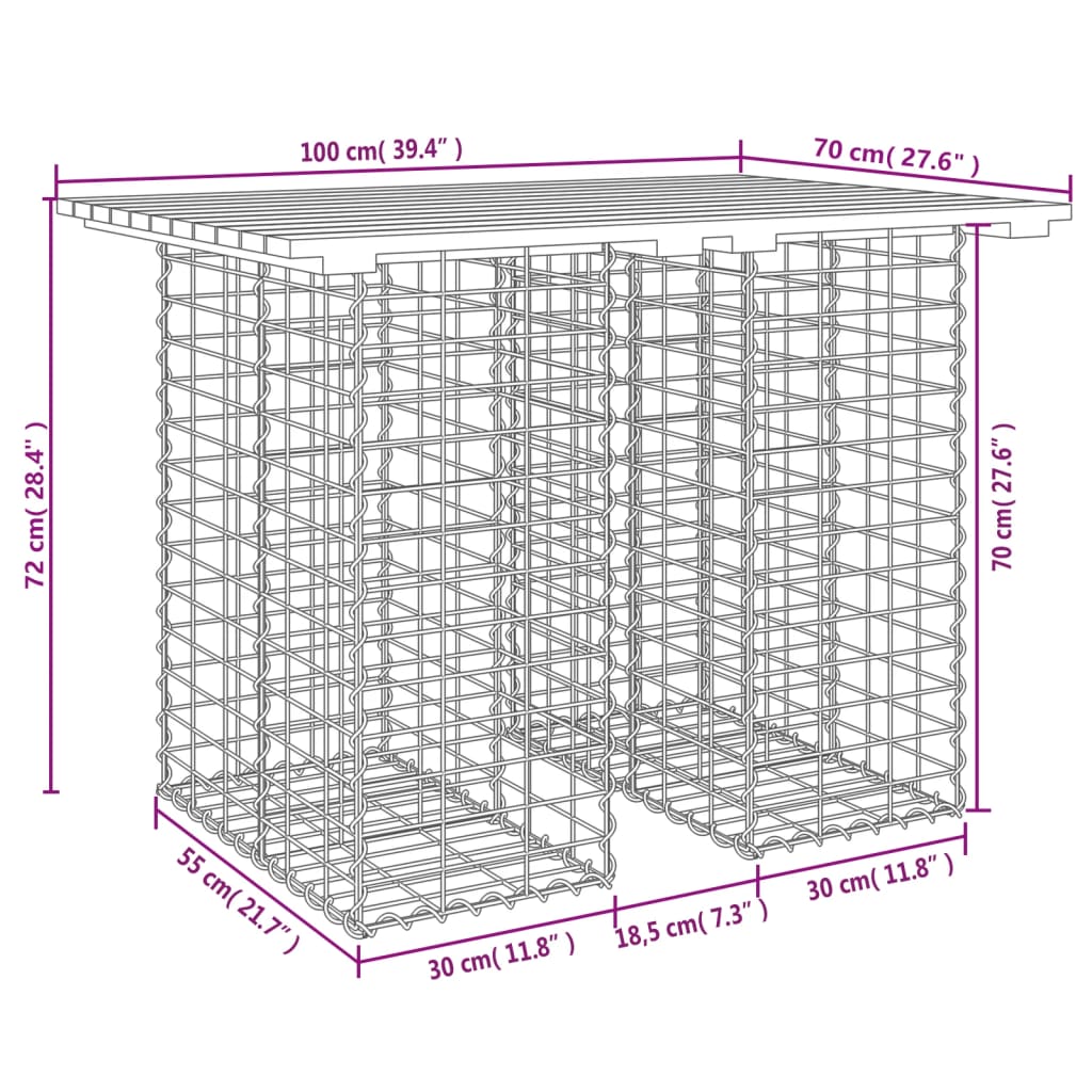 Vrtni stol Gabion dizajn 100x70x72 cm Masivno drvo Bor