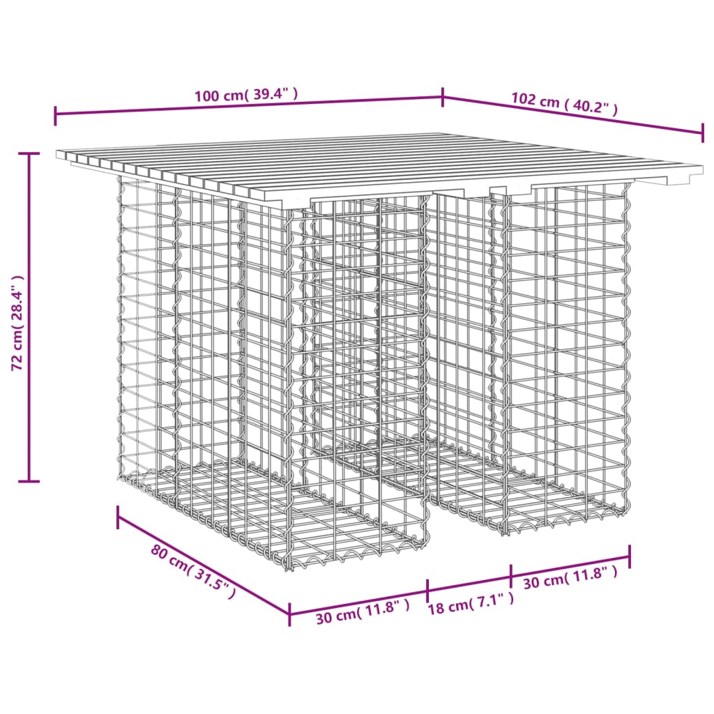 Vrtni stol Gabion dizajn 100x102x72 cm Masivno drvo Bor