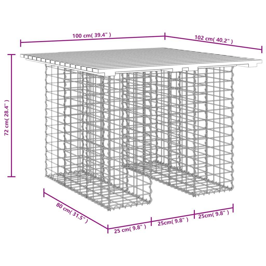 Vrtni stol, gabion dizajn, 100x102x72 cm, masivno drvo, douglas
