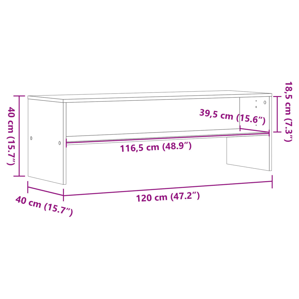 TV ormarić boja dimljenog hrasta 120x40x40 cm konstruirano drvo