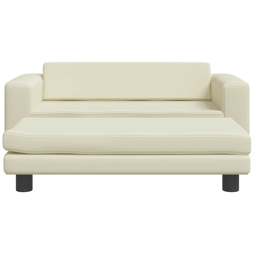Dječja sofa s tabureom krem 100 x 50 x 30 cm od umjetne kože