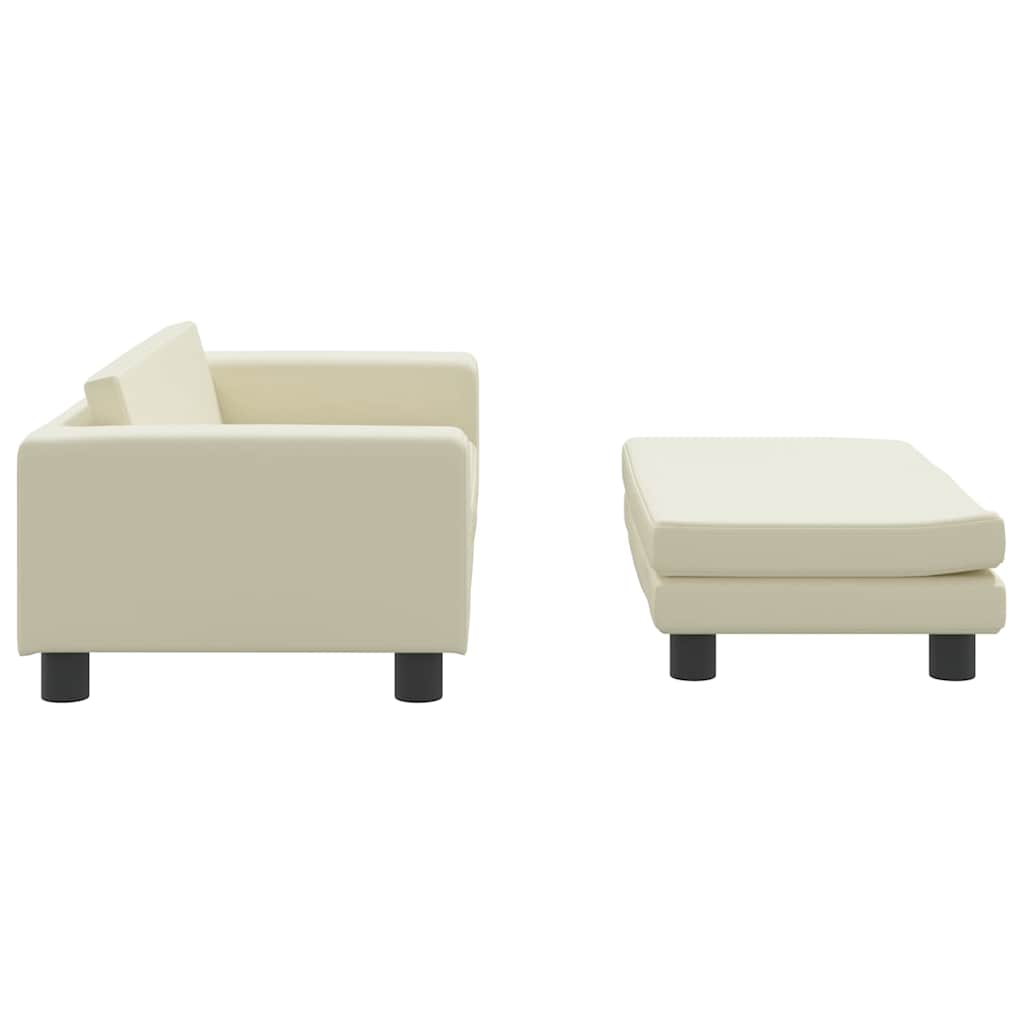 Dječja sofa s tabureom krem 100 x 50 x 30 cm od umjetne kože