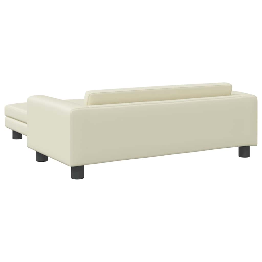 Dječja sofa s tabureom krem 100 x 50 x 30 cm od umjetne kože
