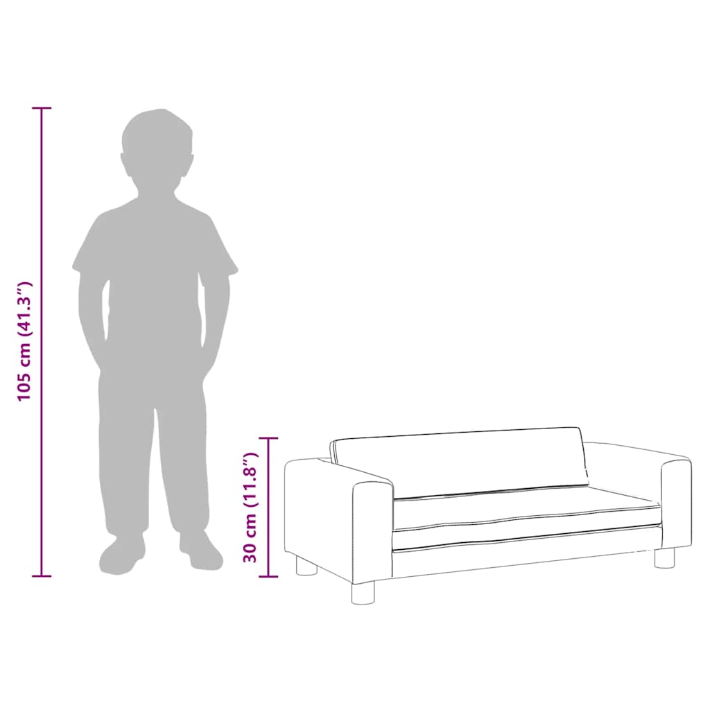 Dječja sofa s tabureom siva 100 x 50 x 30 cm od umjetne kože