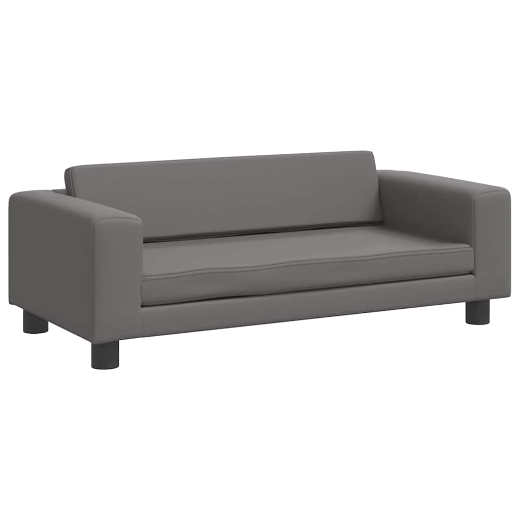 Dječja sofa s tabureom siva 100 x 50 x 30 cm od umjetne kože