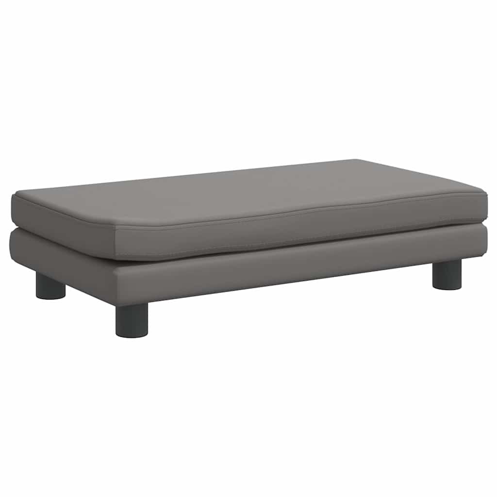 Dječja sofa s tabureom siva 100 x 50 x 30 cm od umjetne kože