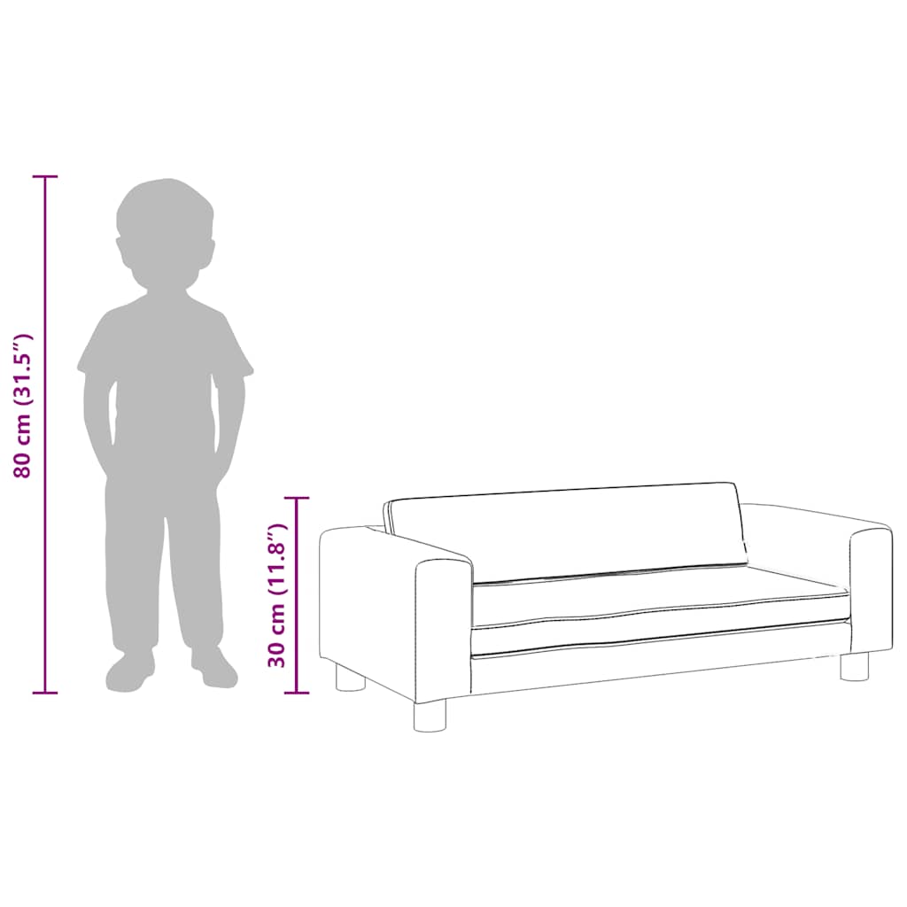 Dječja sofa s tabureom siva 100 x 50 x 30 cm od umjetne kože