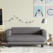 Dječja sofa s tabureom siva 100 x 50 x 30 cm od umjetne kože