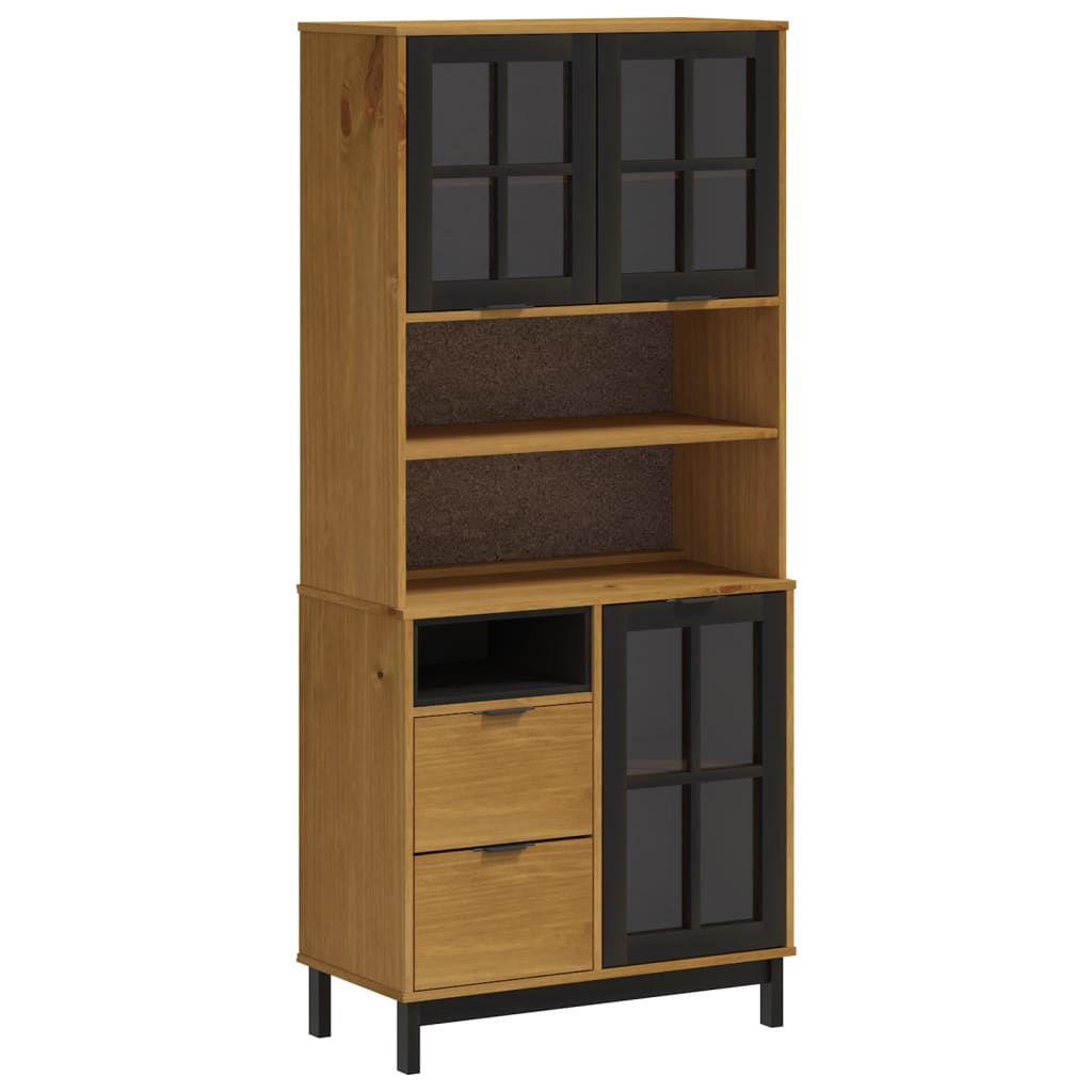 Visoka komoda sa staklenim vratima FLAM 80x40x180 cm borovina