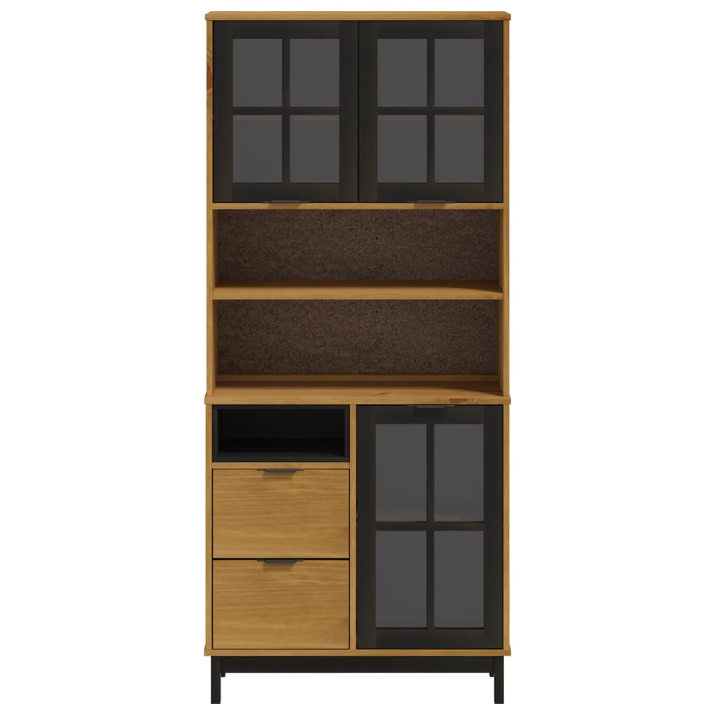 Visoka komoda sa staklenim vratima FLAM 80x40x180 cm borovina