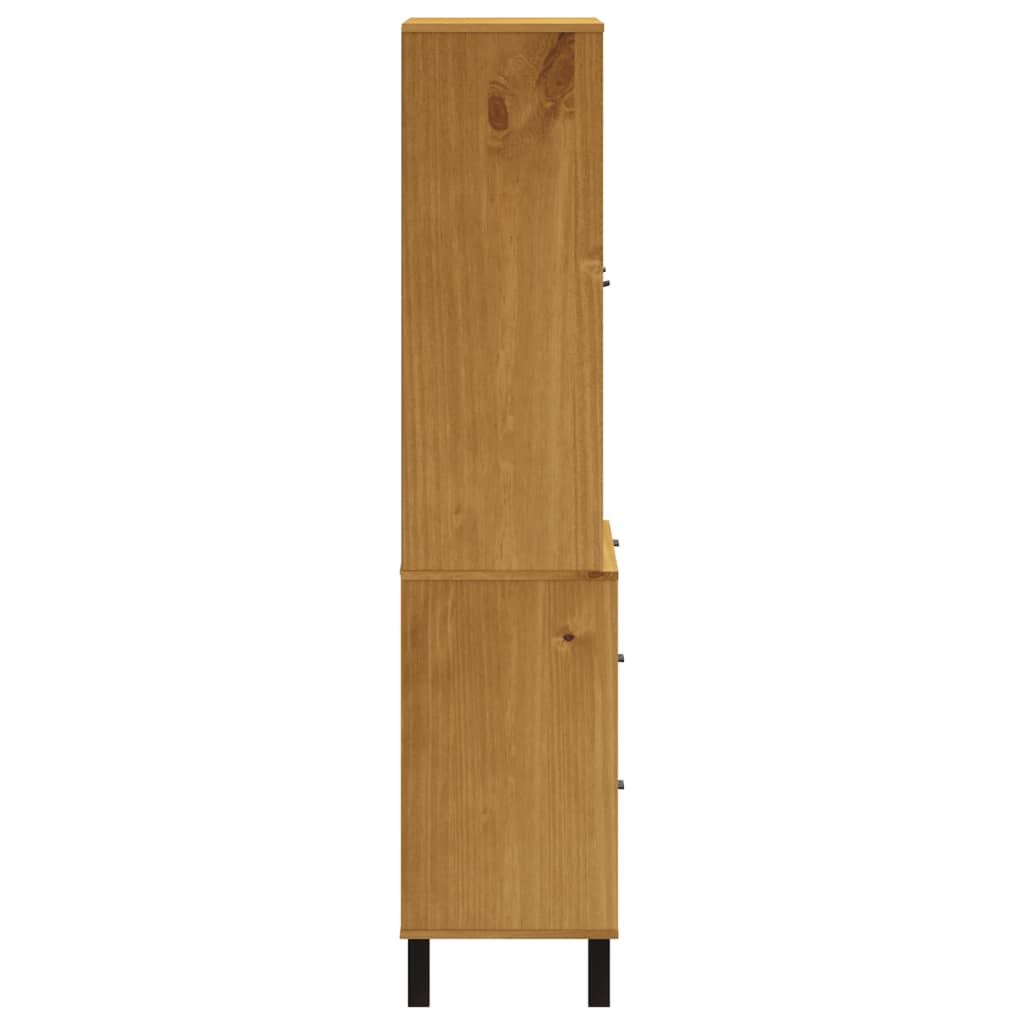 Visoka komoda sa staklenim vratima FLAM 80x40x180 cm borovina