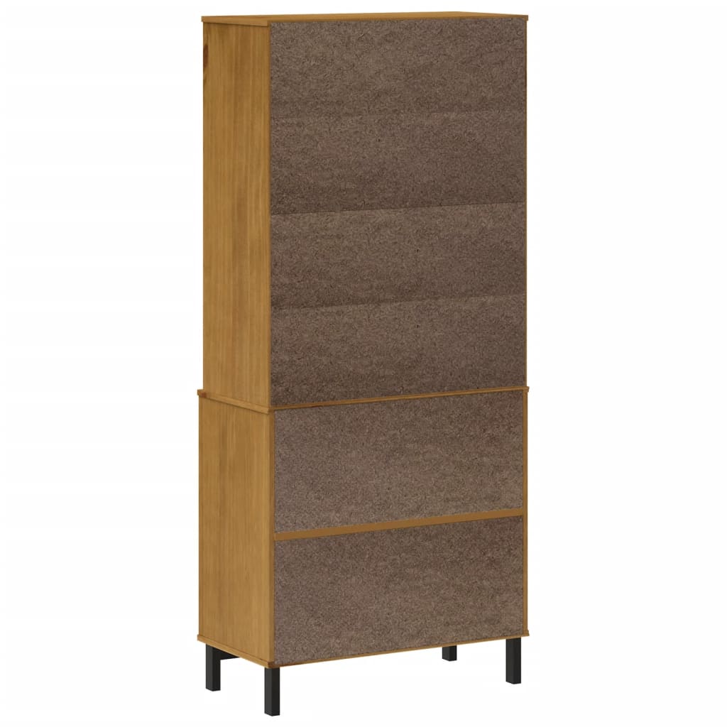 Visoka komoda sa staklenim vratima FLAM 80x40x180 cm borovina