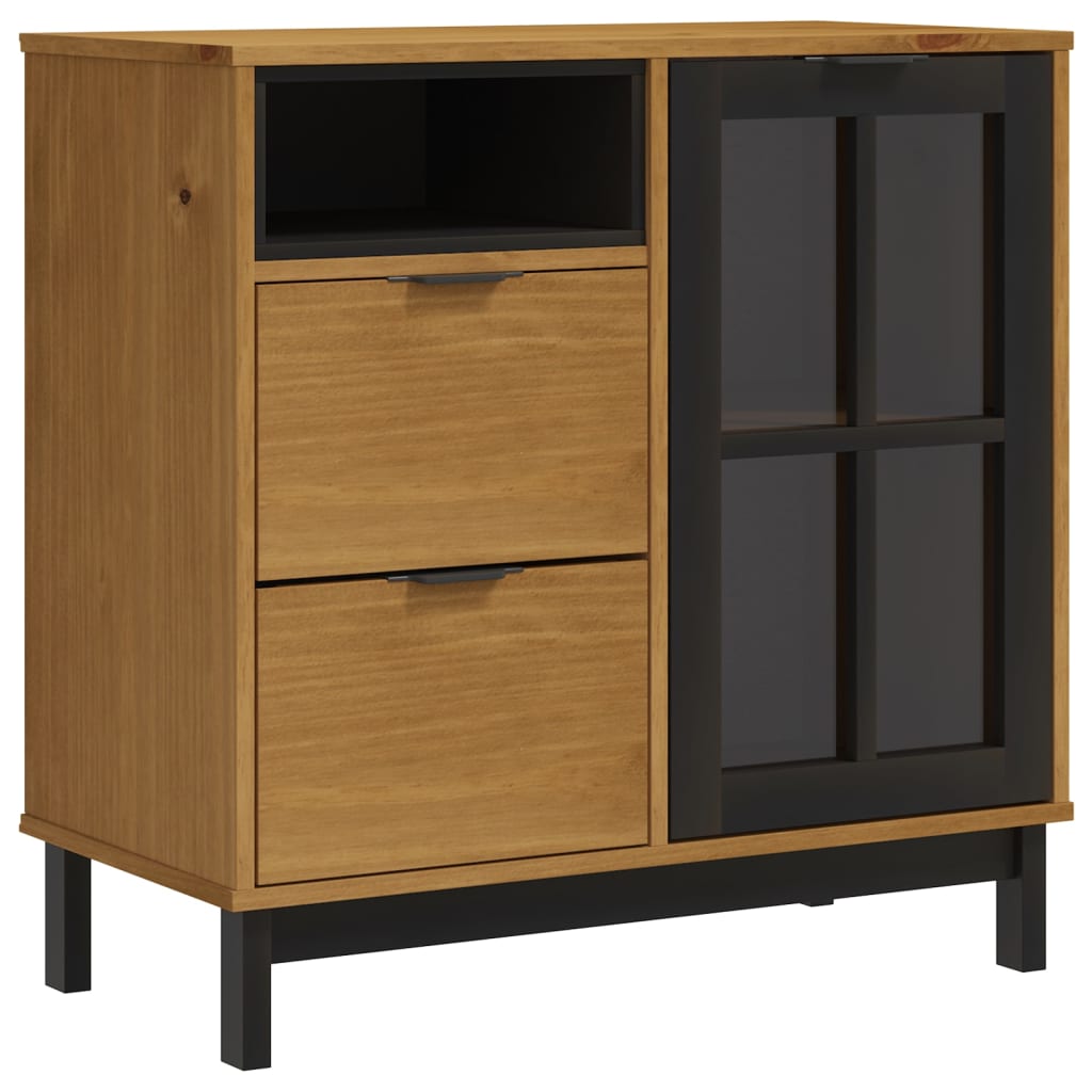 Visoka komoda sa staklenim vratima FLAM 80x40x180 cm borovina