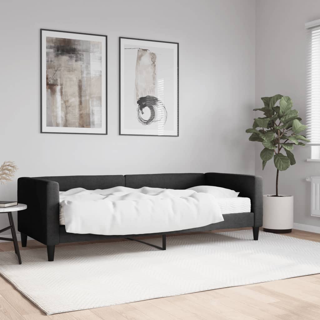 Dnevni krevet s madracem crni 80 x 200 cm od tkanine