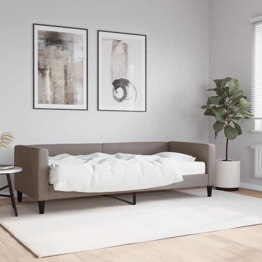 Dnevni krevet s madracem smeđesivi 80 x 200 cm od tkanine