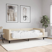 Dnevni krevet s madracem krem 100 x 200 cm od tkanine