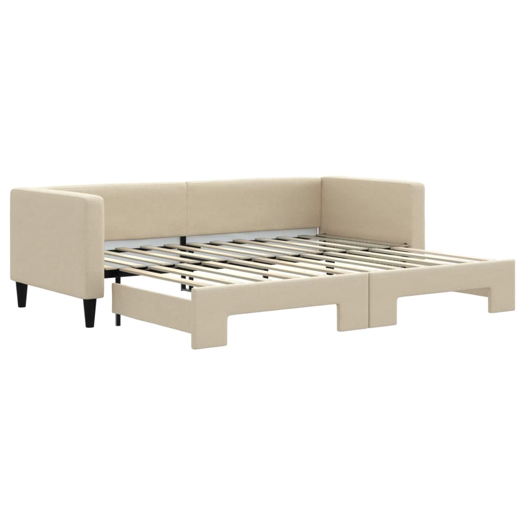 Dnevni krevet na razvlačenje krem 80 x 200 cm od tkanine