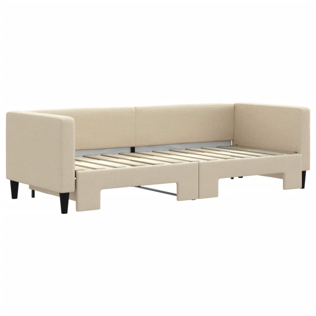 Dnevni krevet na razvlačenje krem 80 x 200 cm od tkanine