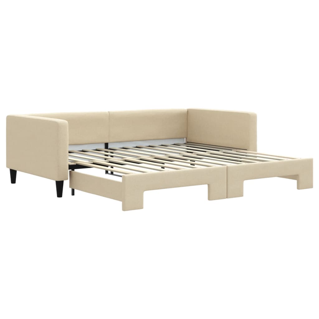 Dnevni krevet na razvlačenje krem 100 x 200 cm od tkanine