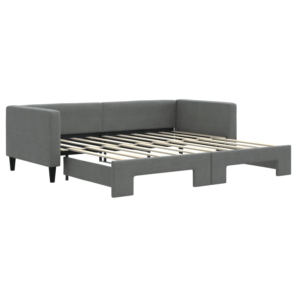 Dnevni krevet na razvlačenje tamnosivi 90 x 190 cm od tkanine