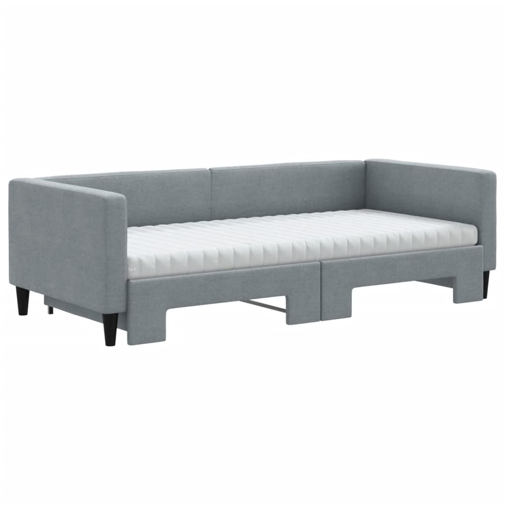 Dnevni krevet na razvlačenje svjetlosivi 90 x 200 cm od tkanine