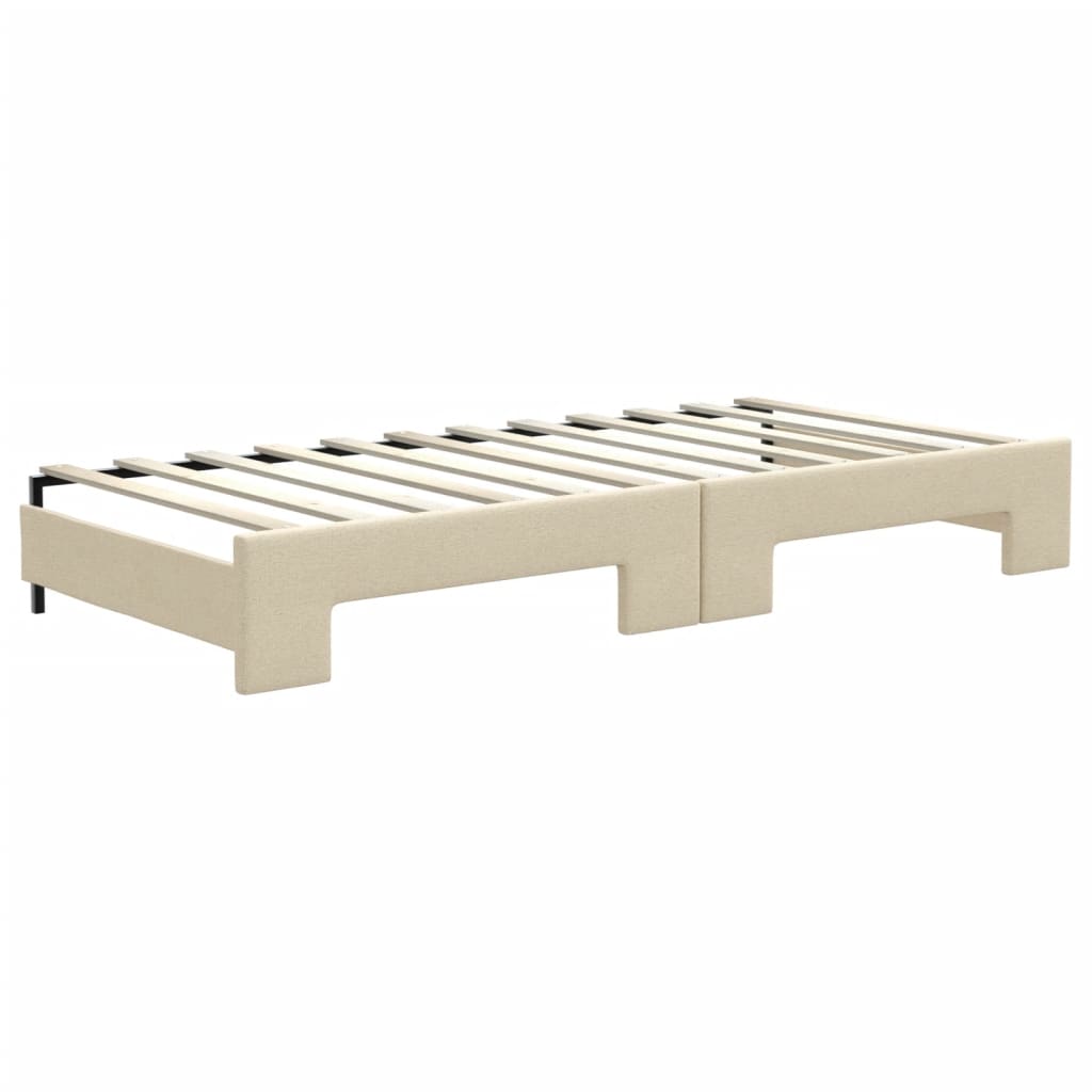 Dnevni krevet na razvlačenje s madracima krem 90x200 cm tkanina