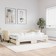 Dnevni krevet na razvlačenje s madracima krem 90x200 cm tkanina