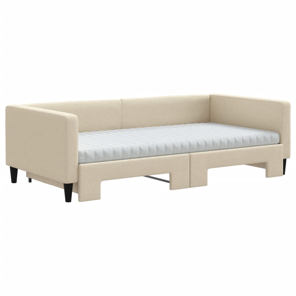 Dnevni krevet na razvlačenje krem 100 x 200 cm od tkanine