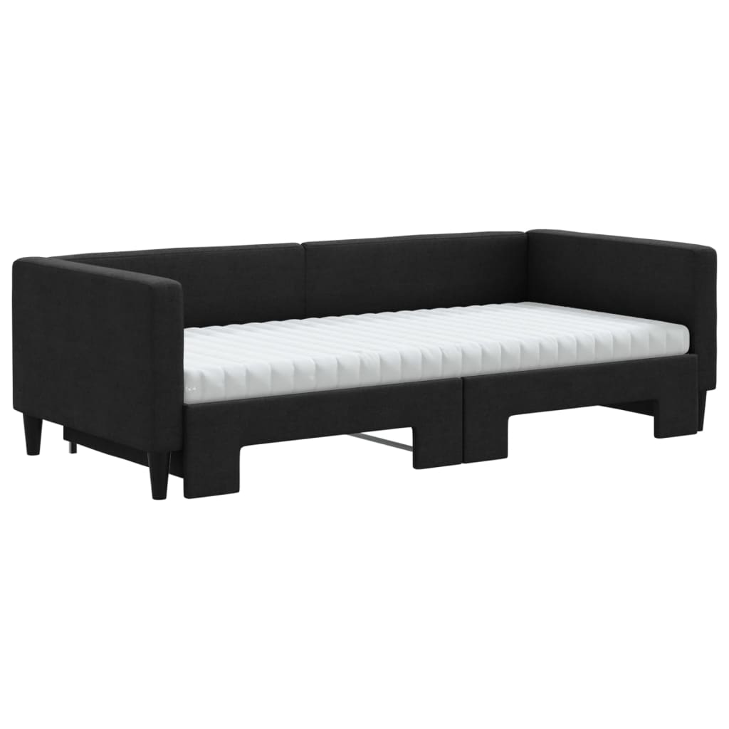 Dnevni krevet na razvlačenje crni 90 x 190 cm od tkanine