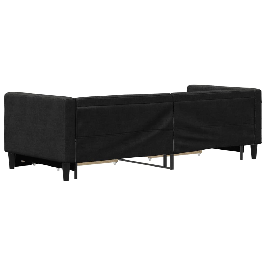 Dnevni krevet na razvlačenje s ladicama crni 80x200 cm tkanina