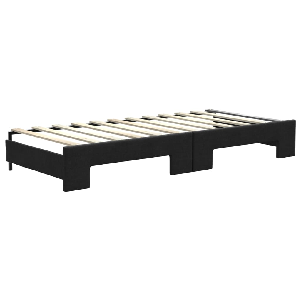 Dnevni krevet na razvlačenje s ladicama crni 80x200 cm tkanina